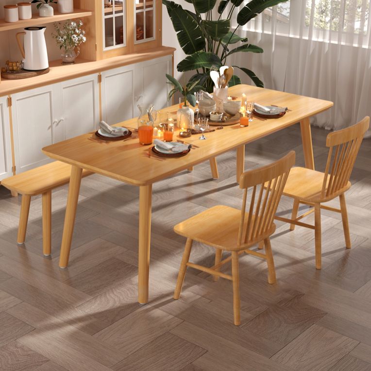Modern Rectangle Wood Dining Table 1/4/5 Pieces Dining Set for Living Room