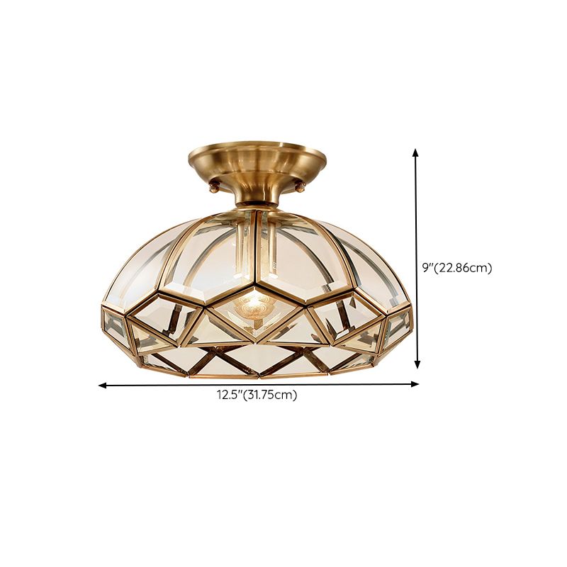 Single Golden Flush Mount Lighting Glass Ceiling Light for Bedroom