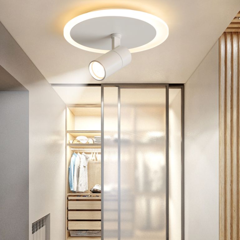 Plafonnier LED moderne en métal blanc, luminaire monté au plafond, pour porche