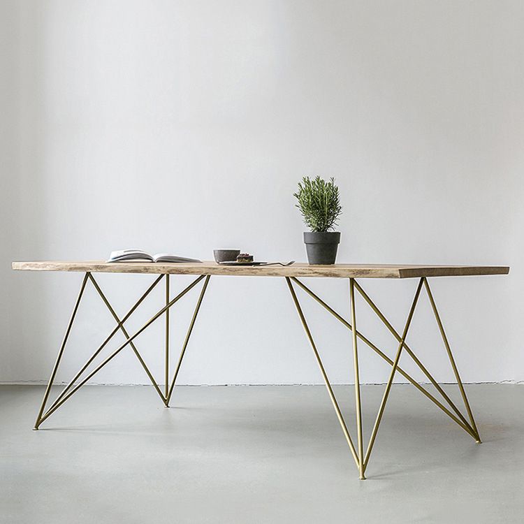 Modern Black and Gold Wood Table Rectangle Dining Table for Kitchen