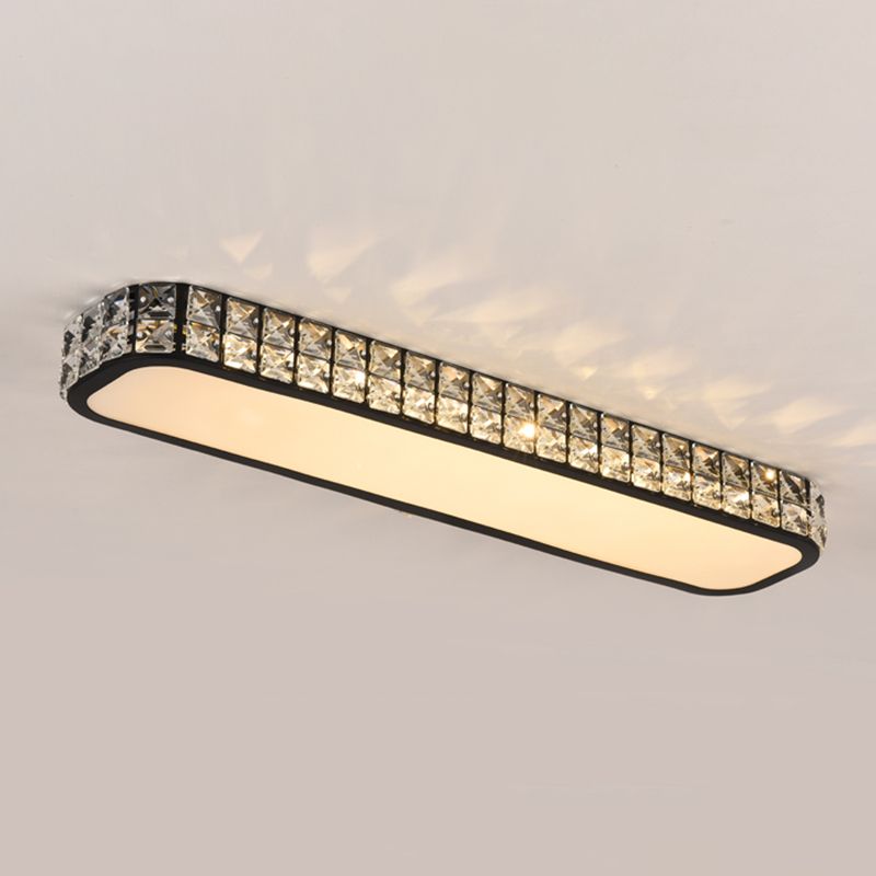Rounded Rectangle Corridor Flush Light Crystal Artistic LED Flush Ceiling Light Fixture