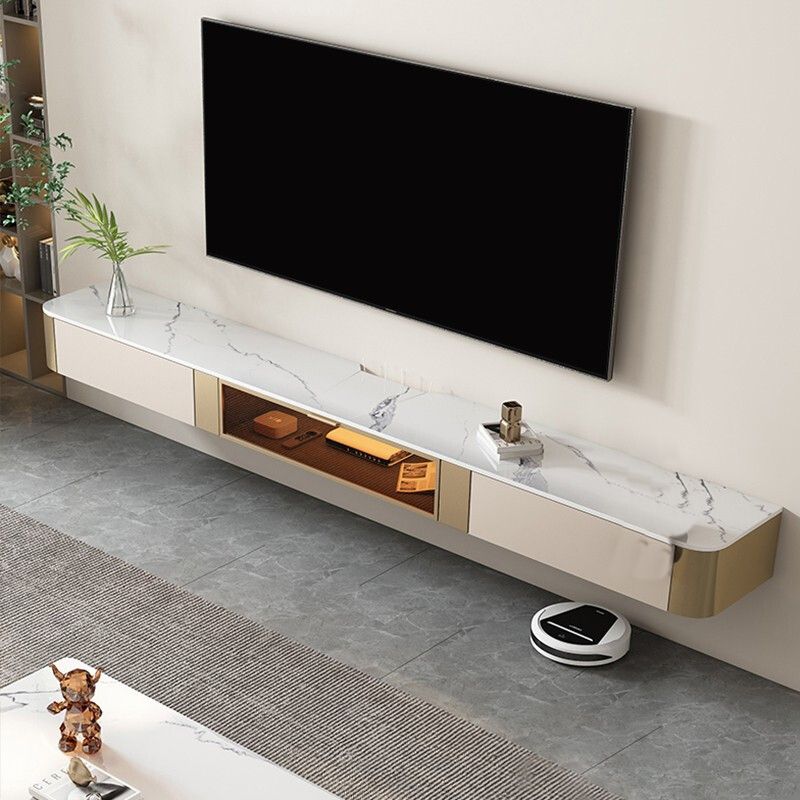 White Slate TV Cabinet Gorgeous Style Home Wall Mounted TV Media Console