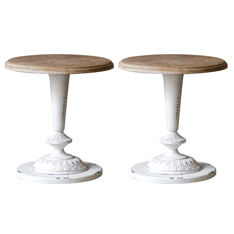 Circular Pedestal Base Design Made of Old Solid Wood Table French Country Style Side Table