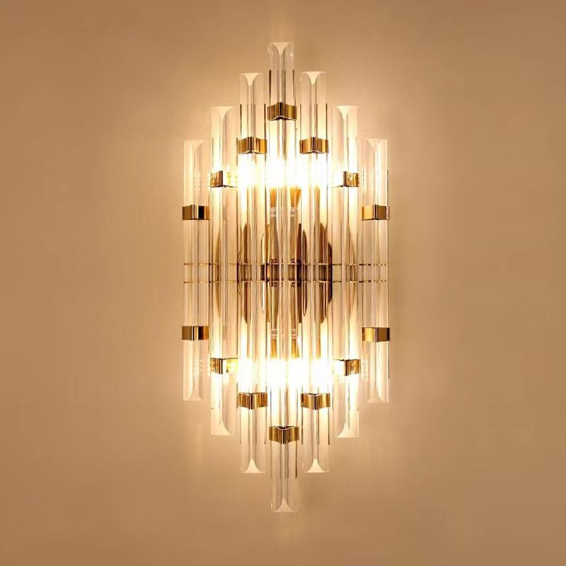 Clear Crystal 2 - Light Wall Sconce in Gold Metal Post Modern Wall Light