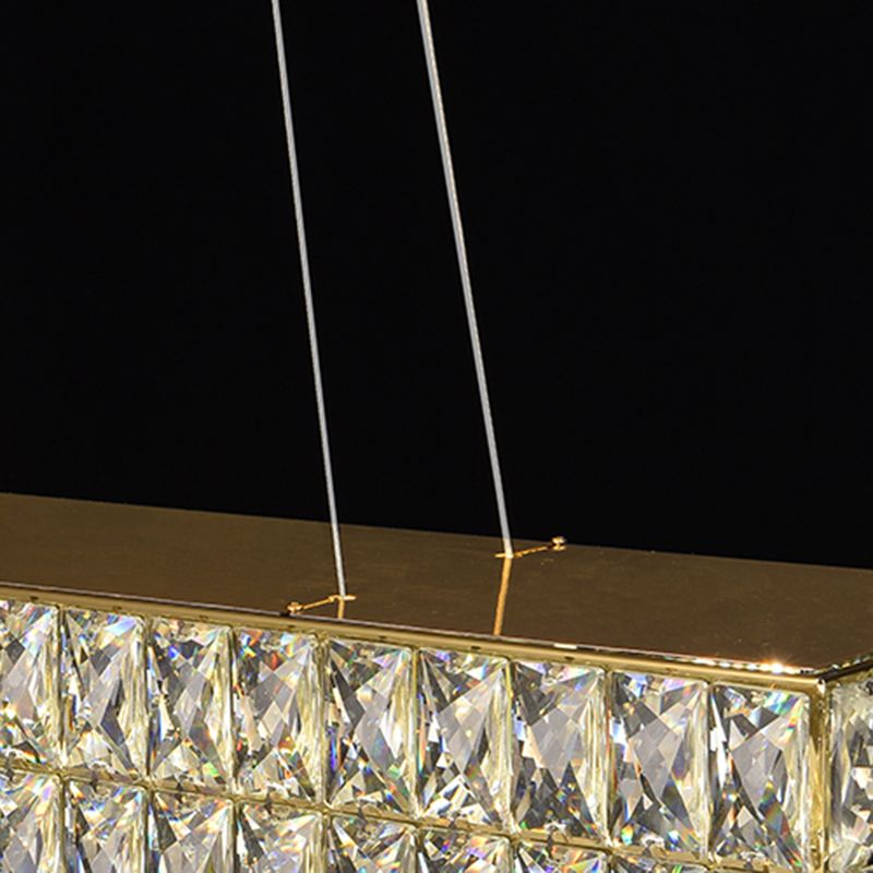 Contemporáneo de lámpara de cristal biselada Lámpara de lámpara de cristal lineal isla colgante para comedor