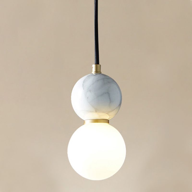 Marble Sphérique Shade Hanging Lights Modern Style 1 Tête Hanging Mount Fixture For Bedroom