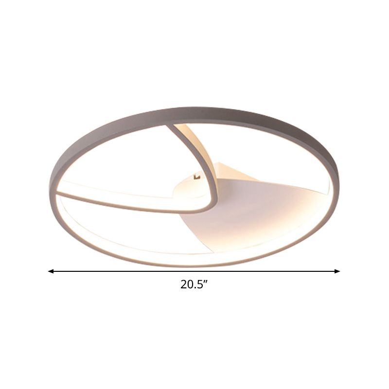 V Shape Metal Ceiling Light Fixture Contemporary Grey LED Flush Mount in Warm/White Light with Silica Gel Diffuser, 16.5"/20.5" W