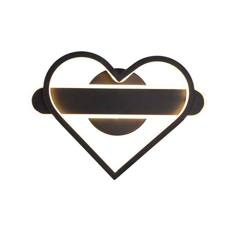 Heart Shaped Aluminum LED Wall Lamp 9.5" H Simplicity Lines Acrylic Sconce Lighting Fixture for Bedroom