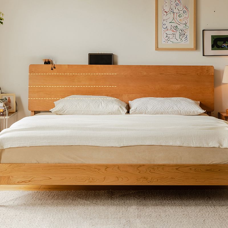 Modern Standard Bed Solid Wood Bed Frame with Headboard and Mattress
