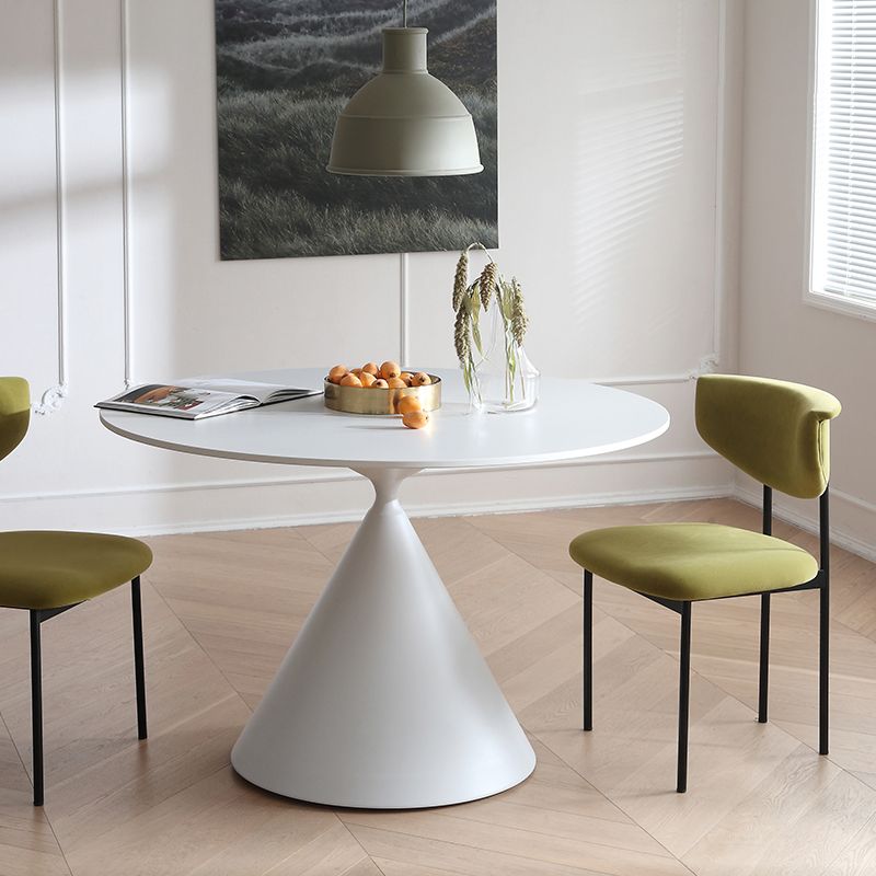Contemporary Style Dining Table Stone Round Table with Pedestal Base