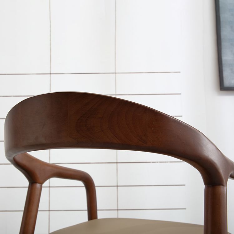 Contemporary Style Open Back Solid Wood Home Dining Arm Chair