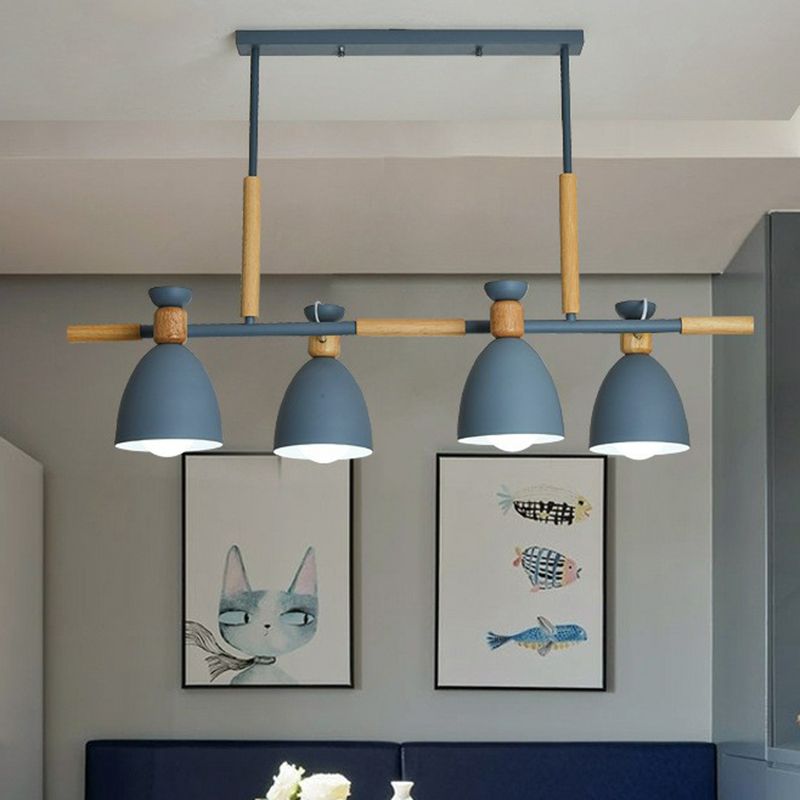 Simplicity Dome Shade Isola Luce a sospensione Luce metallica 4 teste Luce del soffitto sala da pranzo