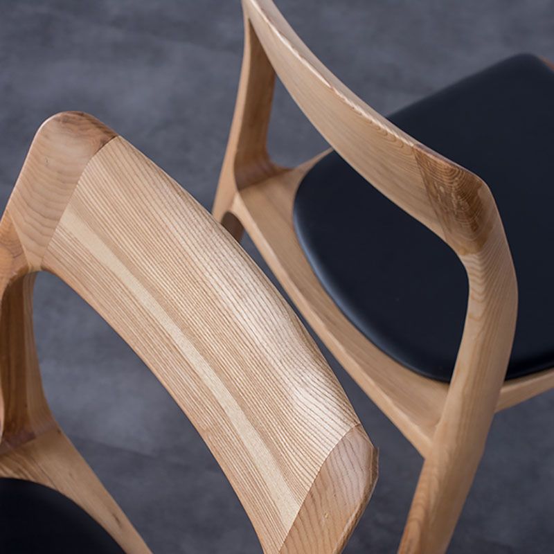 Industrial Design Open Back Dining Side Chair for Home Wood Legs Armless Side Chairs