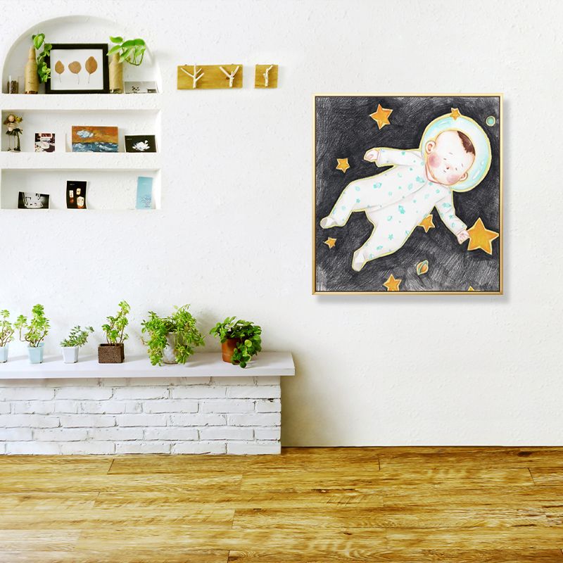 Textured Pastel Wall Art Kids Style Illustration Infant Canvas Print for Nursery