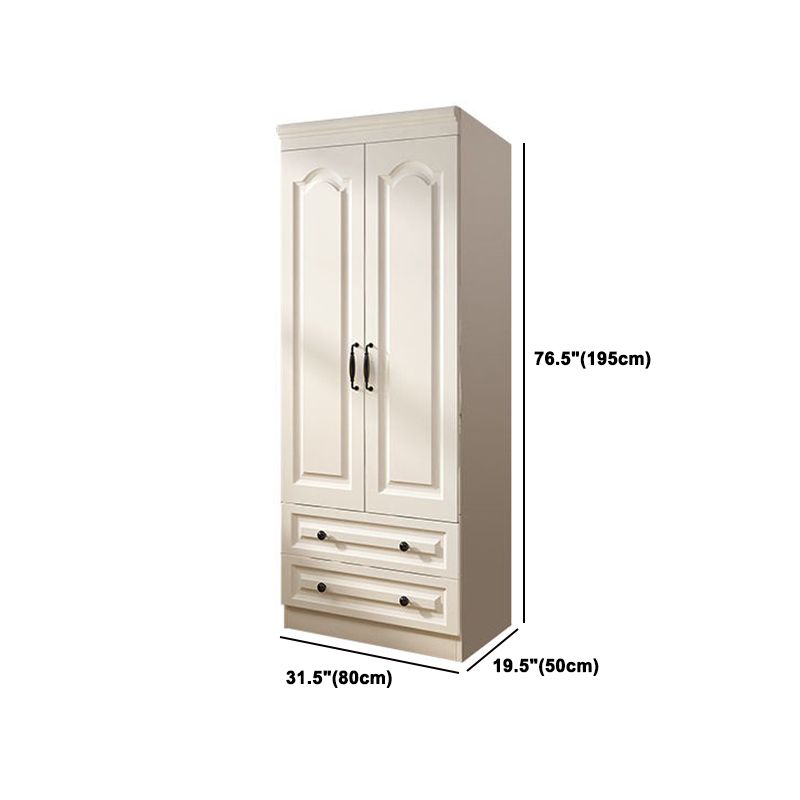 Contemporary White Wardrobe Cabinet Engineered Wood Storage Cabinet