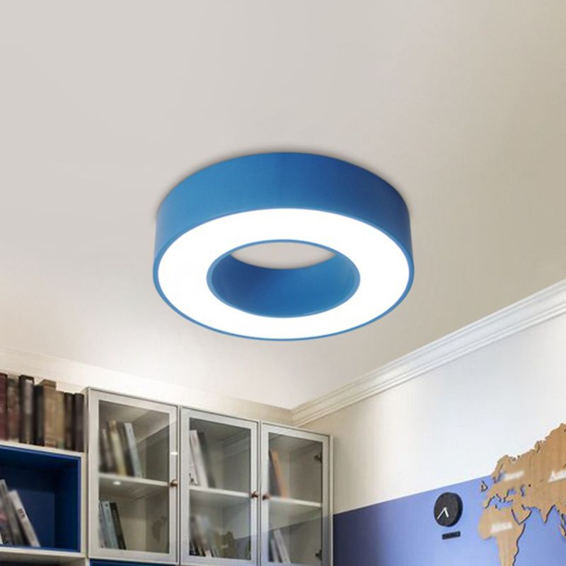 Plafonnier à tambour creux pour enfants, LED en acrylique bleu/rouge/jaune, luminaire proche du plafond
