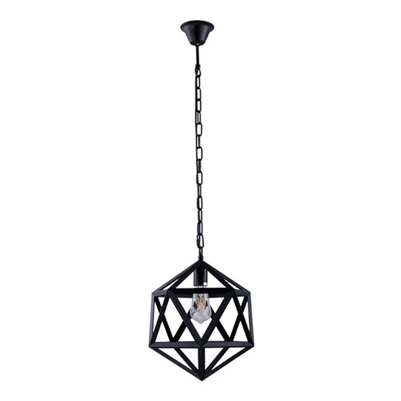 1 Light Prism Cage Hanging Pendant Lights Retro Industrial Style Metallic Pendant Ceiling Lights