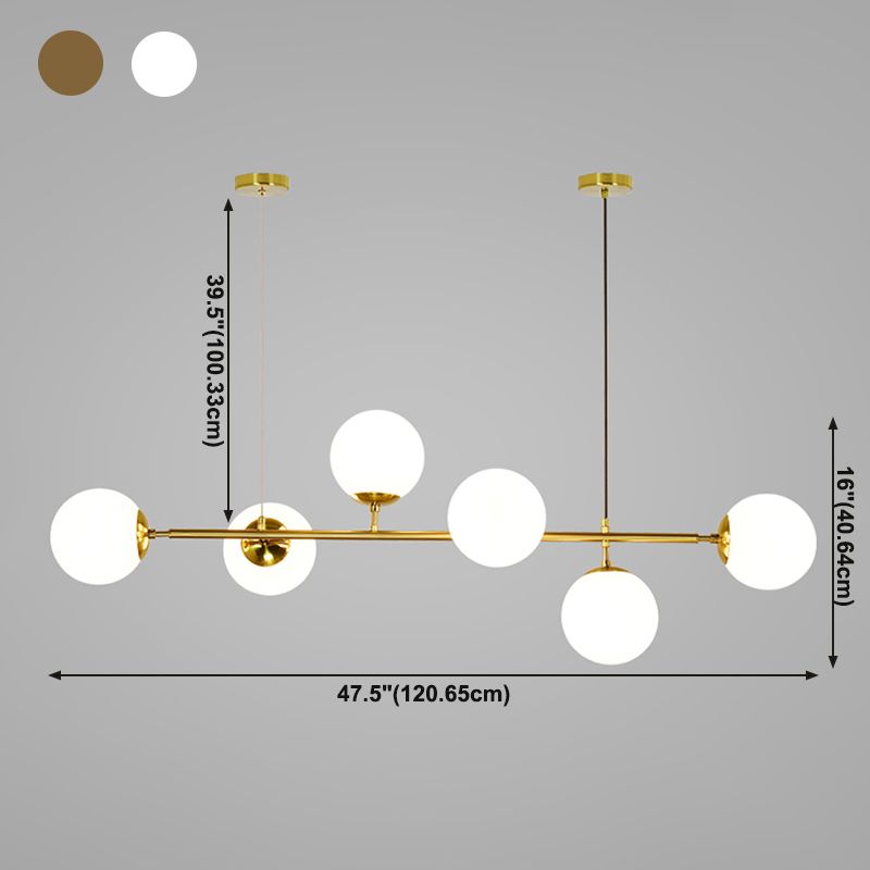 Modern Style Spherical Shape Island Lights Glass 6 Light Island Lighting in Gold