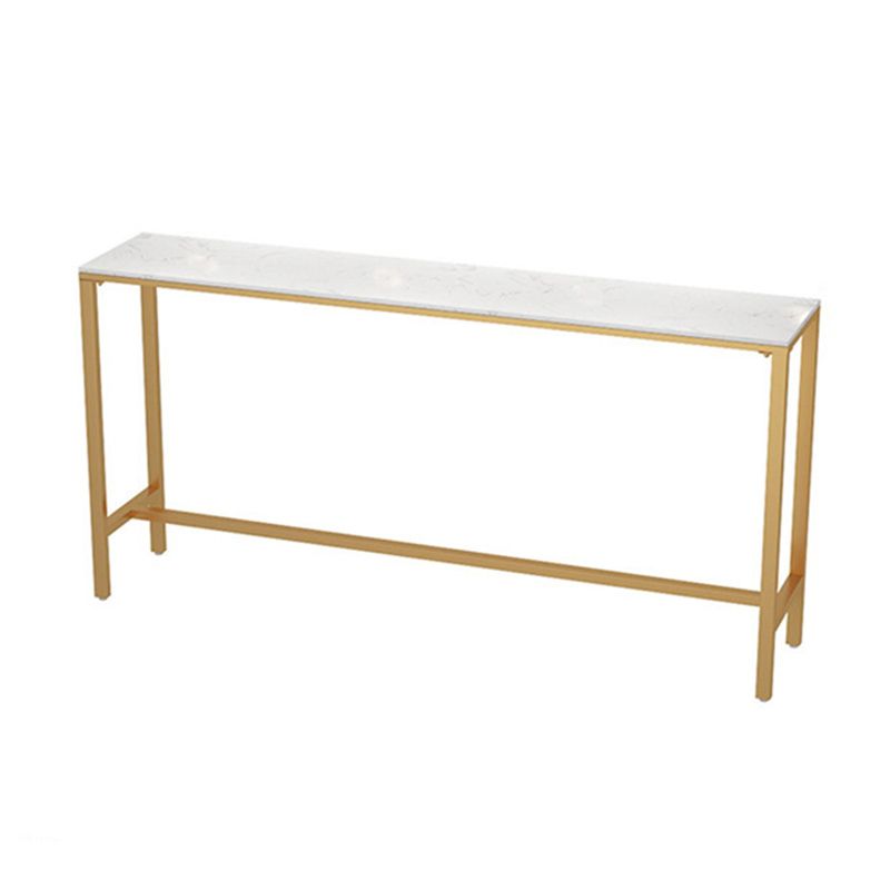 Glam Rectangle Bar Counter Table Faux Marble Bar Counter Table with Metal Legs