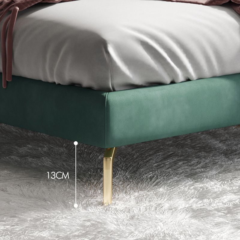 Luxurious Tufted Upholstered Bed Frame King and Queen Size Panel Bed in Dark Green