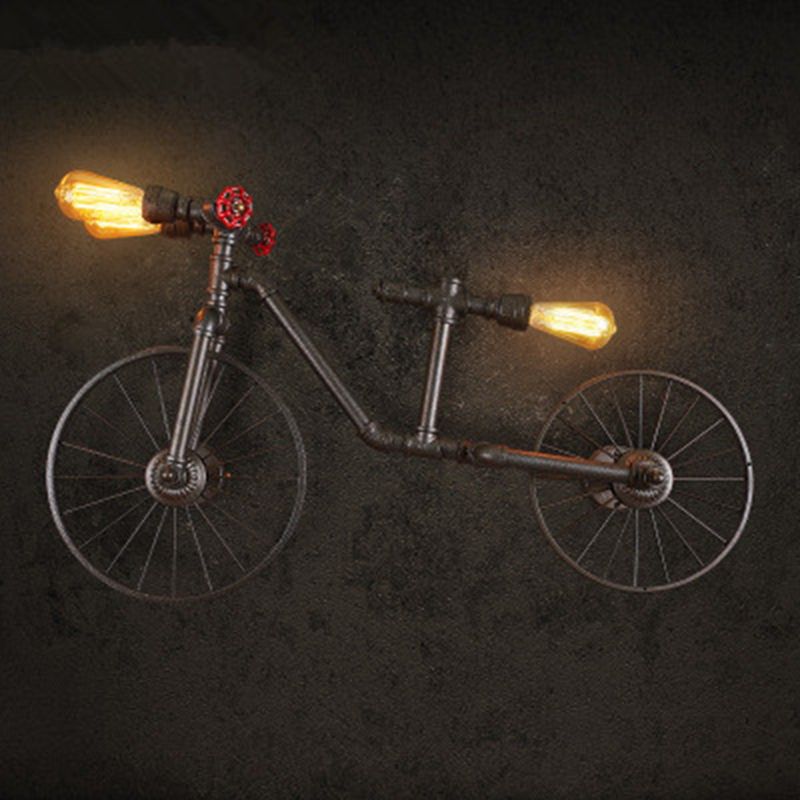 3-Light Chocolate Bronze Metal Ceiling Hung Fixtures Vintage Bicycle Bike Shape Pendant Lighting