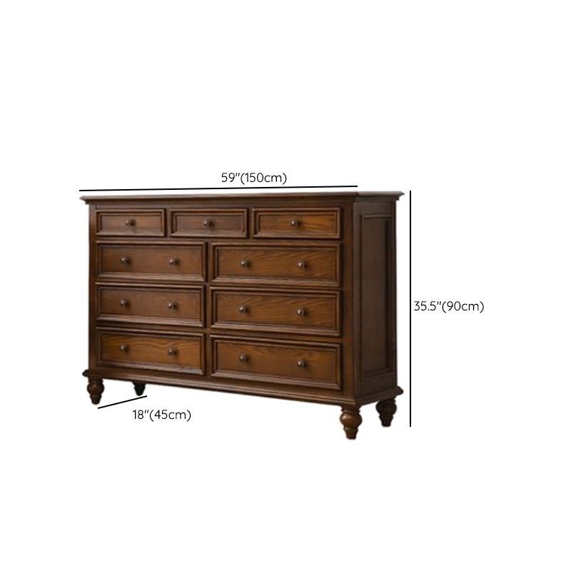 Solid Wood Storage Chest Dresser Brown Storage Chest with Drawers