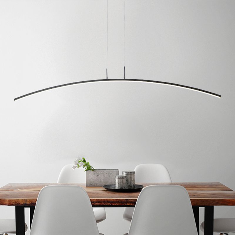 Black/White Arched Island Lighting Simple Style Acrylic LED Hanging Pendant Light in Warm/White Light