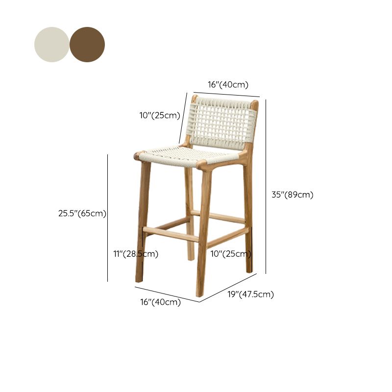 Solid Wood Counter Bar Stool Armless Counter Height Stools with Footrest