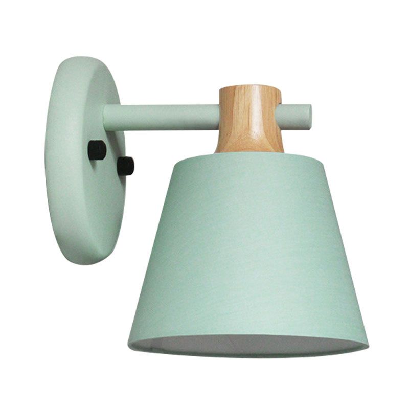 Nordic Stylish Bucket Wall Lamp Rotatable 1 Light Fabric Wall Lighting for Child Bedroom Stair