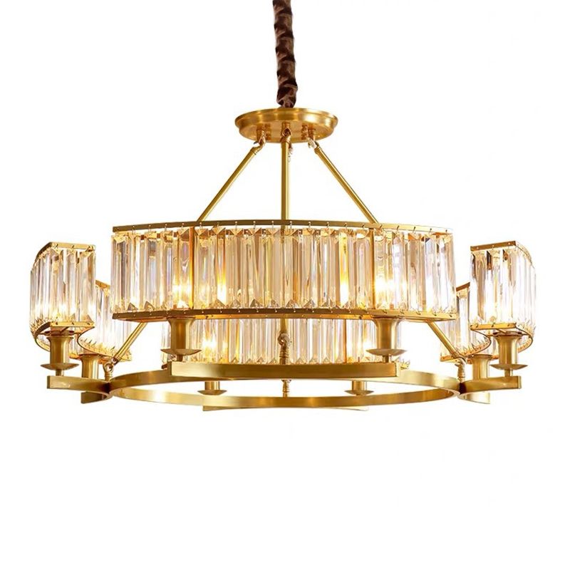 Circular Living Room Chandelier Pendant Light Tri-Prism Crystal Simplicity Pendant Light Fixture