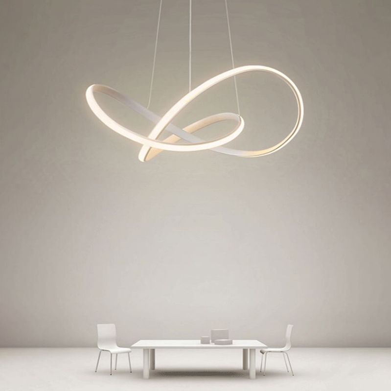 Modern Metal Chandelier Light Fixtures Spiral 1-Light Suspension Pendant Lamps