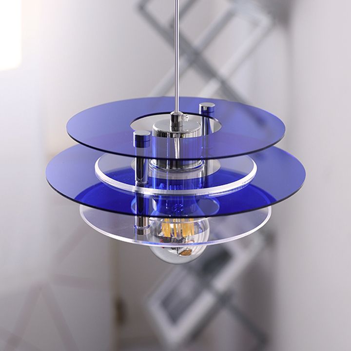 Nordic Style Macaron Pendant Light 1 Light Metal Acrylic Hanging Light for Bedside