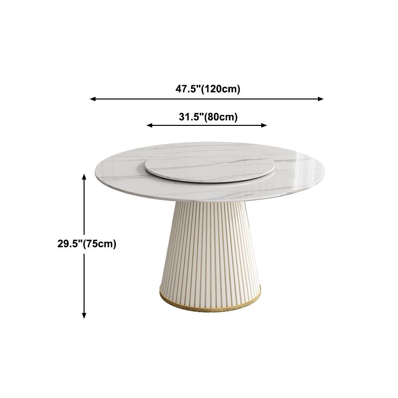 Modern Style Dining Table Round White Sintered Stone Dining Table for Home Use