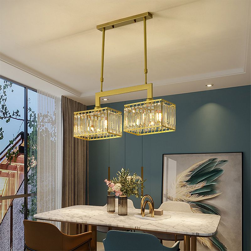 Luxury Rectangular Shade Pendant Light, Simple Crystal Pendant Lighting for Dinner Table