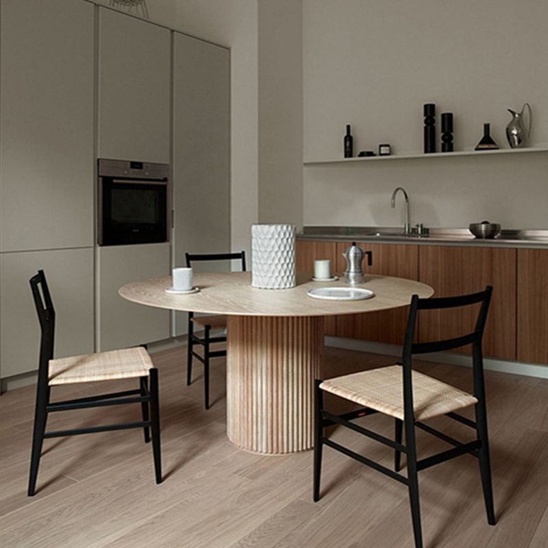 Solid Wood Dining Table Round Modern Pedestal Dining Table for Home Use