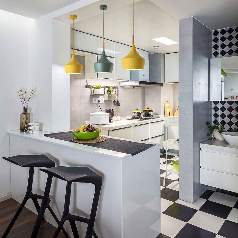 Nordic Style Macaron Color Pendant Light 1 Light Metal Hanging Light for Kitchen