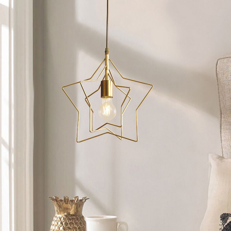 Pendre de style postmoderne en métal Forme d'étoile étoile Lumière pour café