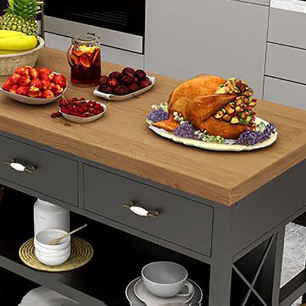 Modern Kitchen Island 3 Drawer Kitchen Island Table with Casters