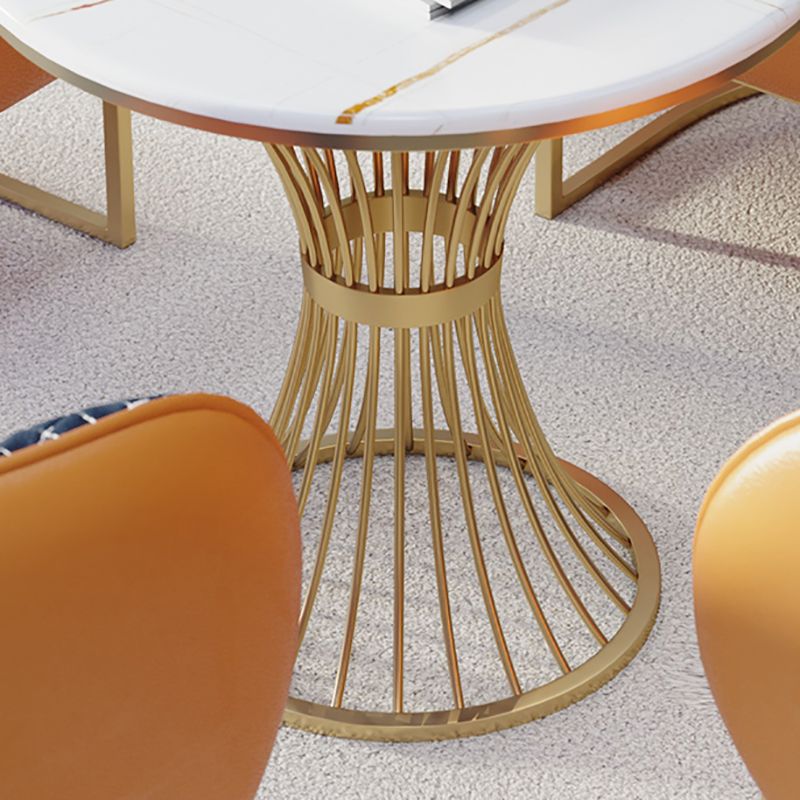 Glam Style Sintered Stone Dining Set Round 1/2/3/4/5 Pieces Dining Table Set for Home Use