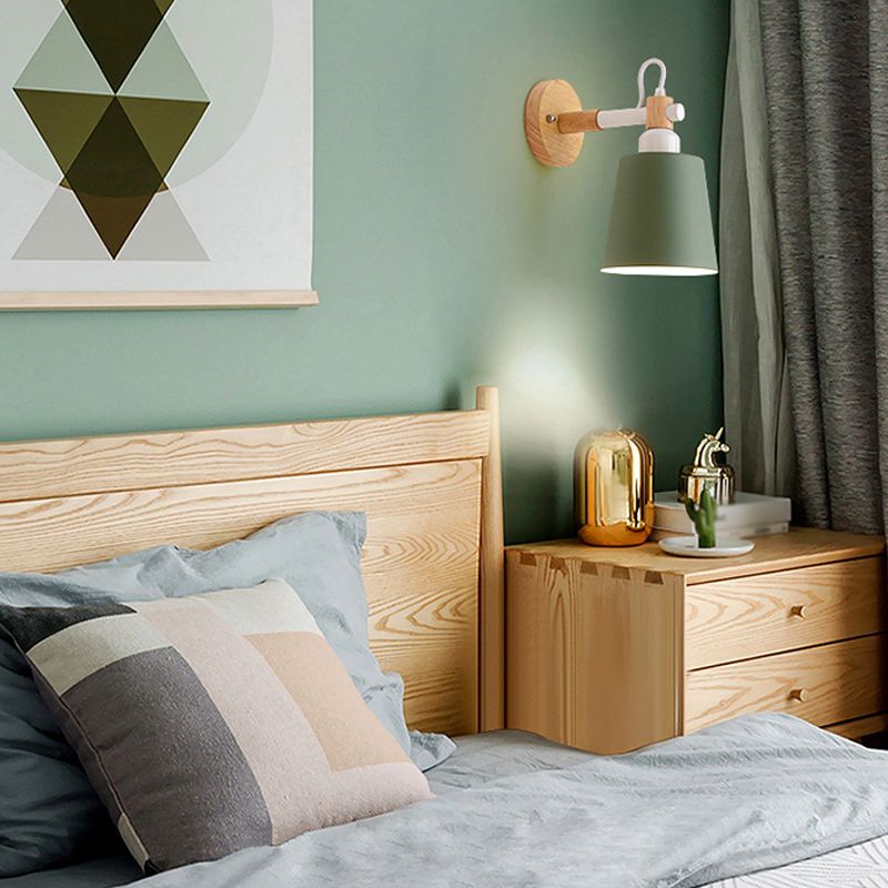 Modern Wooden Wall Sconce Light Creative Geometric Wall Light Fixture for Bedroom