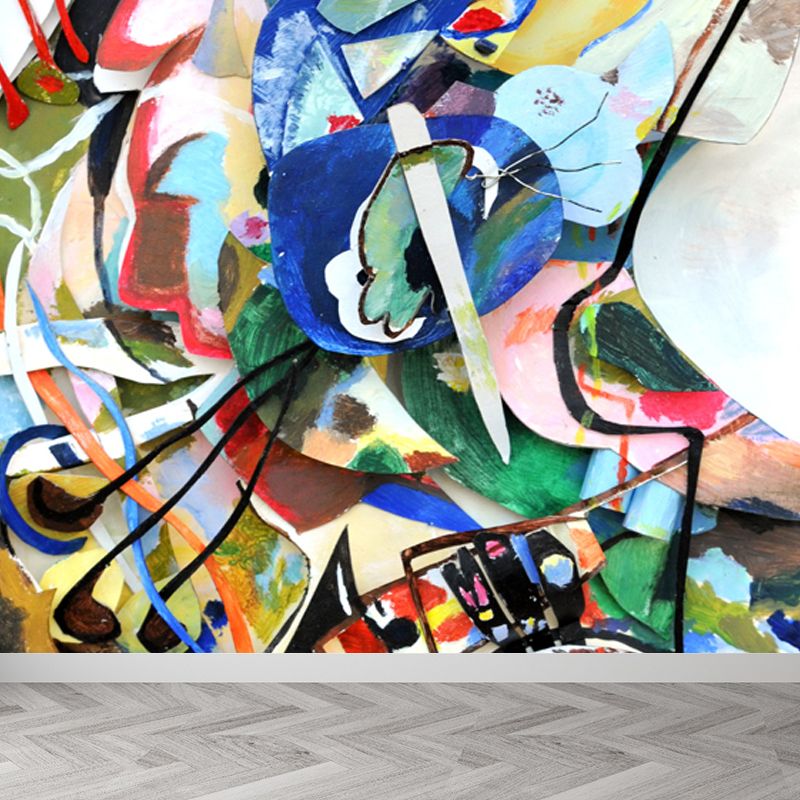 Multicolored Pattern Mural Decal Modern Artistic Non-Woven Material Wall Covering