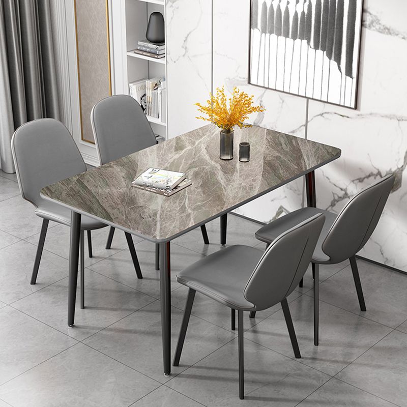 Rectangular Modern Style Sintered Stone Dining Table Dining Furniture with 4 Legs Metallic Base
