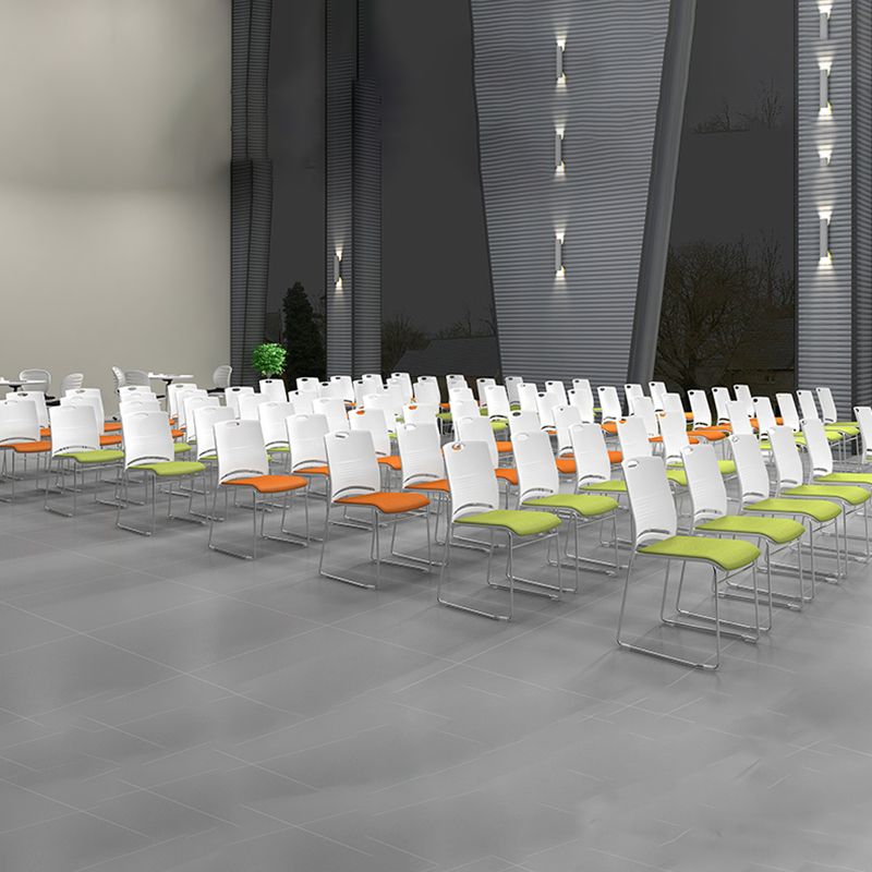 Lumbar Support Conference Chair Silver Steel Frame Armless Chair