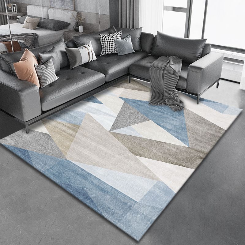 Light Grey Modern Rug Polyester Pattern Area Rug Non-Slip Backing Rug for Sitting Room