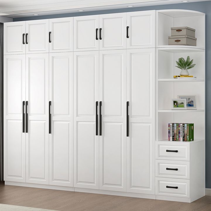 Freestanding Wood Frame Wardrobe Modern Hinged Soft Close Doors Wardrobe and Drawers