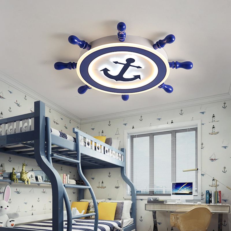 Bleu Rudder LED Ceiling Fixture in Kids Creative Style Wrought Iron Flush Mount with Acrylic Shade