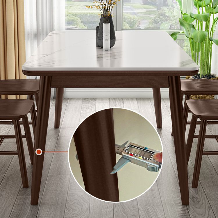 Contemporary Sintered Stone Top Standard Dining Set White for Kitchen Dining Set with 4 Legs Table