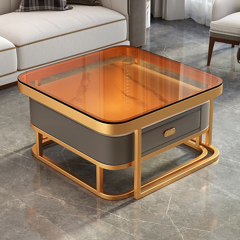 17.72" Tall Glam Style Coffee Cocktail Table Metal Frame 2 Nesting Coffee Table