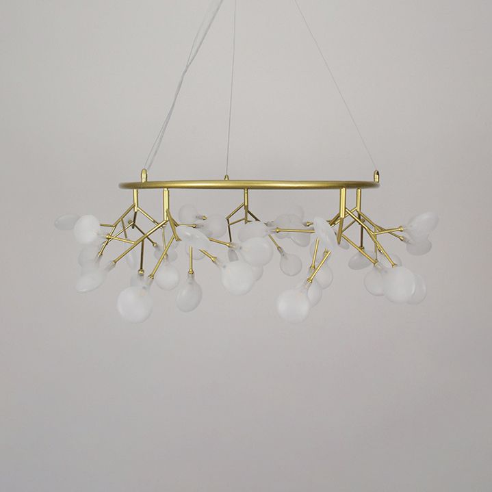 31,5 "/35,5" W Lampada a sospensione a forma di foglia moderna moderna Lampaggio multipla il lampadario del lampadario in nero in nero/oro