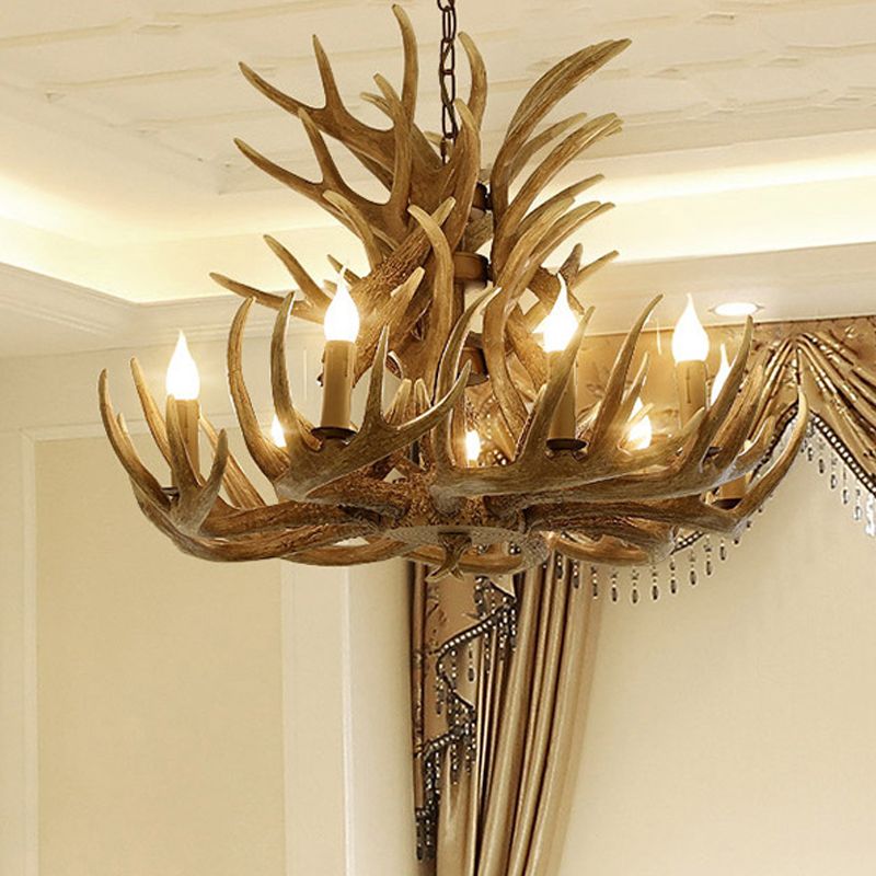 FAUX CHANDELIER CHANDELIER COTTAGE 9/12 CHEAUX RETRAIT PRENDANT PRENDANT PRENDANT en marron
